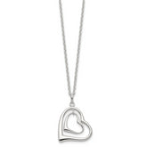 Sterling Silver 925 Double Heart Necklace with Polished Anti-Tarnish Finish